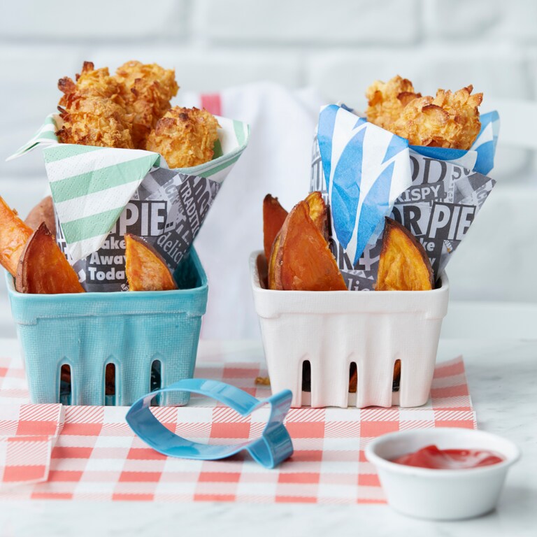 Crispy Cod with Sweet Potato Wedges