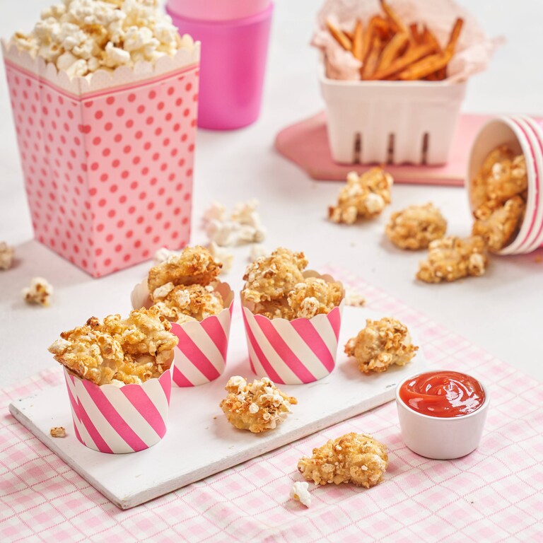 Popcorn Chicken with Sweet Potato Fries